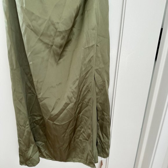 NWT Reformation Barrow Silk Maxi Dress Sz 6 in Artichoke Strapless Wrap - Picture 7 of 12